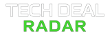 Tech Deal Radar logo in sleek futuristic font with green and white text on dark background